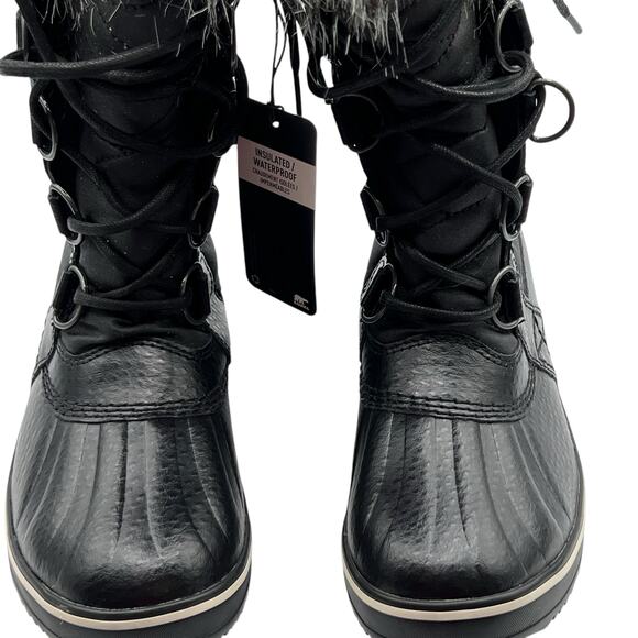 Sorel Womens Size 6.5 Tofino II Waterproof Faux Fur Trim Boots Black Stone NWT - Picture 4 of 13